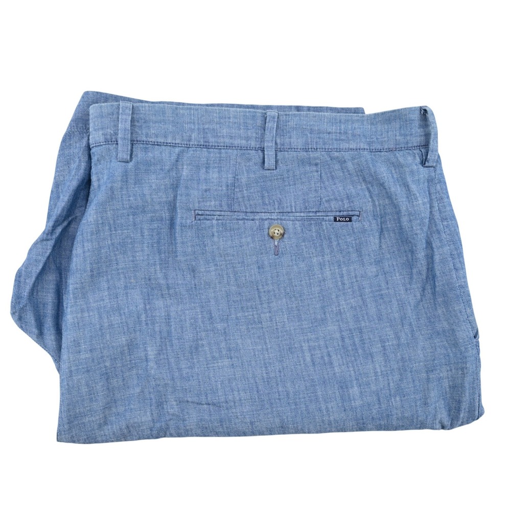 Polo Ralph Lauren Men 48 Classic Fit Blue Chambray Chino Shorts Quiet Luxury